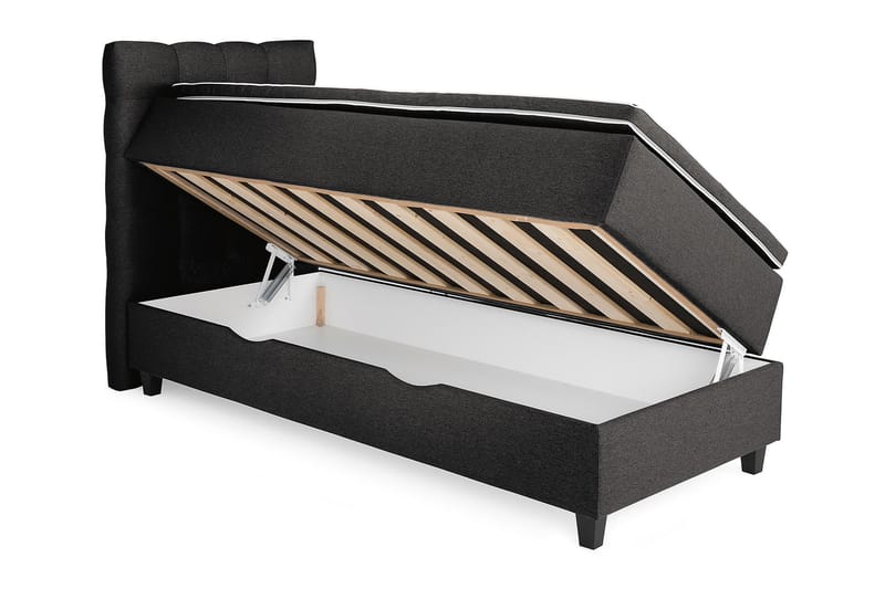 Säng med Förvaring Boxford 80x200 - Mörkgrå (+Fler val) - Kontinentalsäng - Dubbelsäng - Komplett sängpaket
