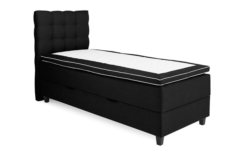 Säng med Förvaring Boxford 90x200 - Svart (+Fler val) - Kontinentalsäng - Enkelsäng - Komplett sängpaket