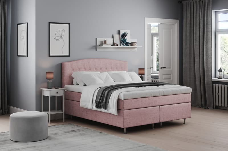 Sängpaket Abelie 160x200 Fast - Rosa - Komplett sängpaket - Kontinentalsäng - Dubbelsäng