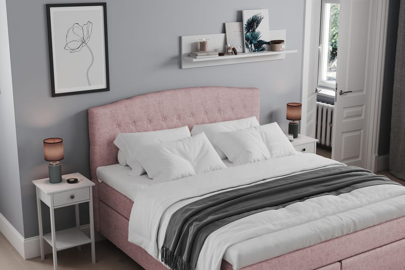 Sängpaket Abelie 160x200 Medium - Rosa - Kontinentalsäng - Dubbelsäng - Komplett sängpaket