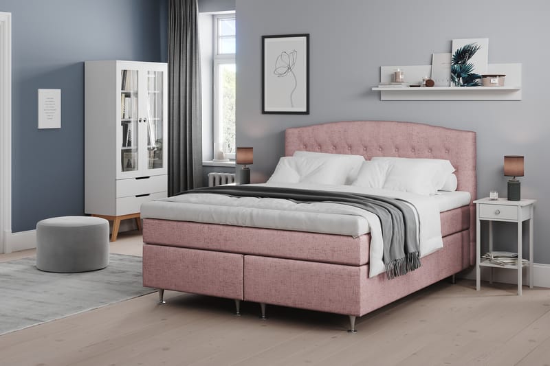 Sängpaket Abelie 160x200 Medium - Rosa - Kontinentalsäng - Dubbelsäng - Komplett sängpaket