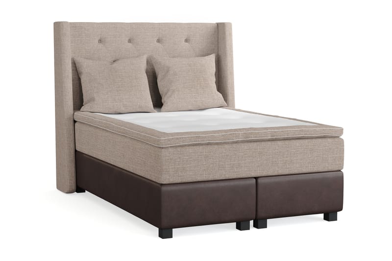 Sängpaket Havanna 140x200 med Två Beiga Kuddar - (+Fler val) Beige/Brun - Möbler - Säng - Kontinentalsäng