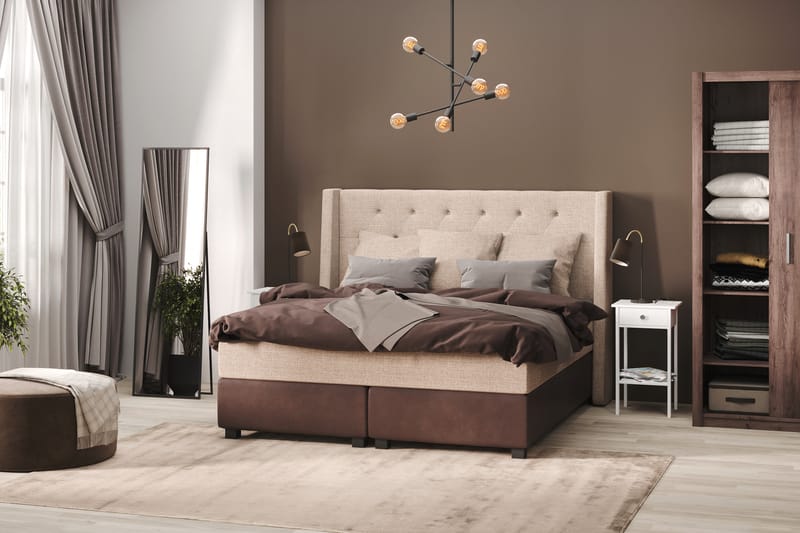 Sängpaket Havanna 160x200 med Tre Beiga Kuddar - (+Fler val) Beige/Brun - Möbler - Säng - Kontinentalsäng