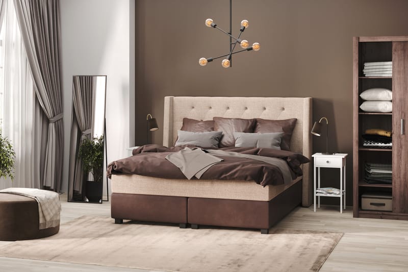 Sängpaket Havanna 160x200 med Tre Bruna Kuddar - (+Fler val) Beige/Brun - Möbler - Säng - Kontinentalsäng
