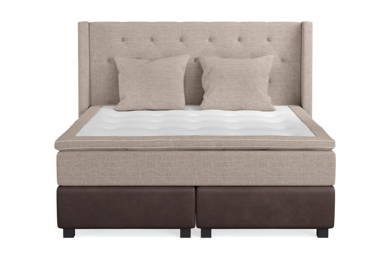 Sängpaket Havanna 160x200 med Två Beiga Kuddar - (+Fler val) Beige/Brun - Möbler - Säng - Kontinentalsäng