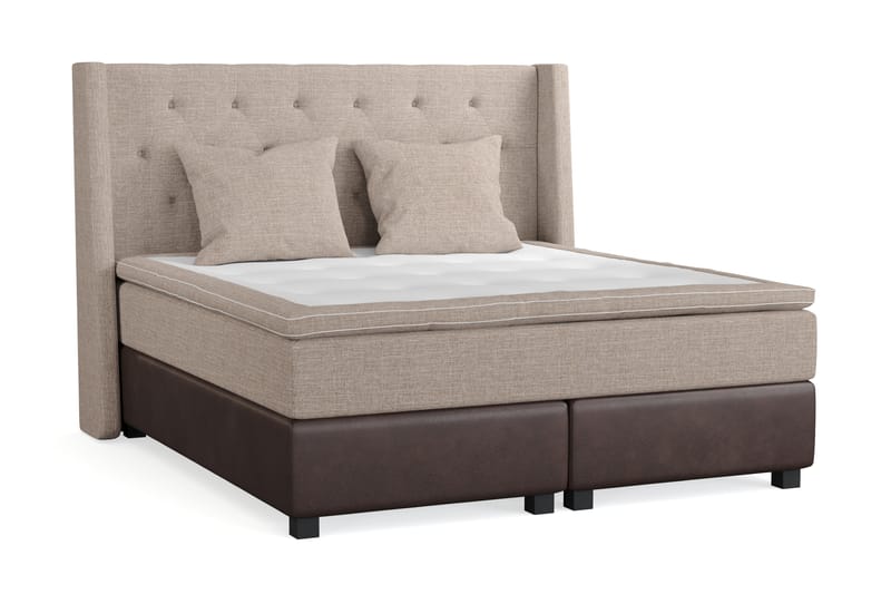 Sängpaket Havanna 160x200 med Två Beiga Kuddar - (+Fler val) Beige/Brun - Möbler - Säng - Kontinentalsäng