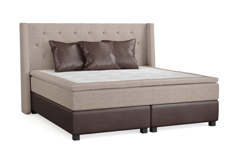 Sängpaket Havanna 210x210 med Tre Bruna Kuddar - (+Fler val) Beige/Brun - Möbler - Säng - Kontinentalsäng