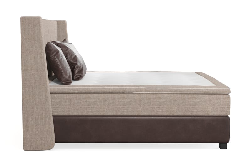Sängpaket Havanna 210x210 med Tre Bruna Kuddar - (+Fler val) Beige/Brun - Kontinentalsäng - Dubbelsäng - Komplett sängpaket