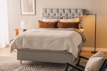 Sängpaket Kakichi Boucle 120x200 Djuphäftad gavel - Grå - Möbler - Säng - Kontinentalsäng
