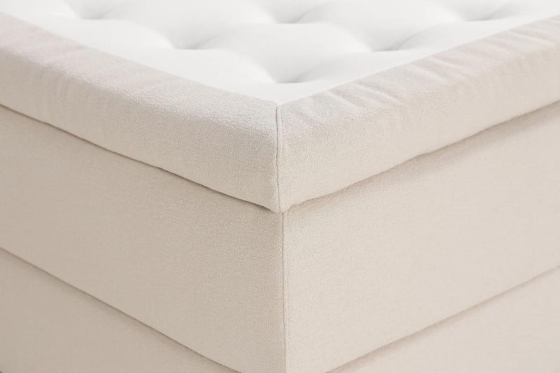 Sängpaket Kakichi Boucle 120x200 Knappad gavel - Ljusbeige - Kontinentalsäng - Komplett sängpaket