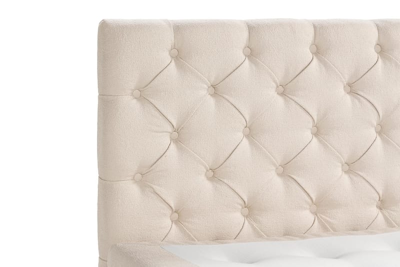 Sängpaket Kakichi Boucle 140x200 Djuphäftad gavel - Ljusbeige - Möbler - Säng - Kontinentalsäng