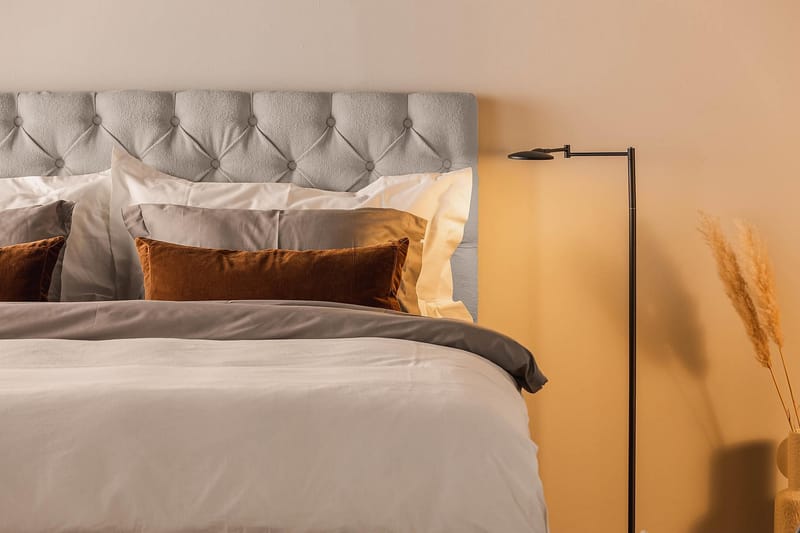 Sängpaket Kakichi Boucle 180x200 Djuphäftad gavel - Grå - Möbler - Säng - Kontinentalsäng