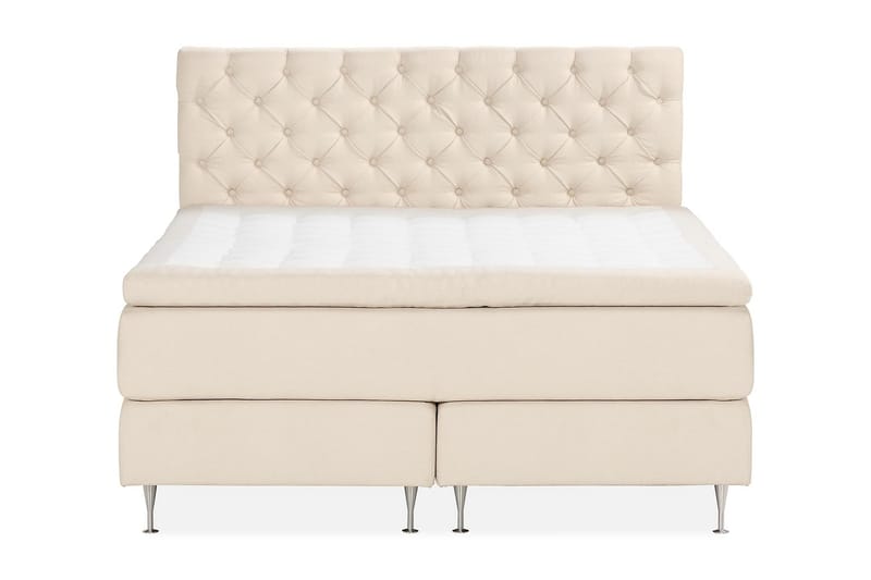 Sängpaket Kakichi Boucle 180x200 Djuphäftad gavel - Ljusbeige - Möbler - Säng - Kontinentalsäng