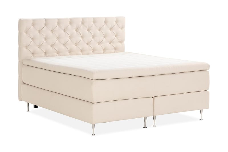 Sängpaket Kakichi Boucle 180x200 Djuphäftad gavel - Ljusbeige - Möbler - Säng - Kontinentalsäng