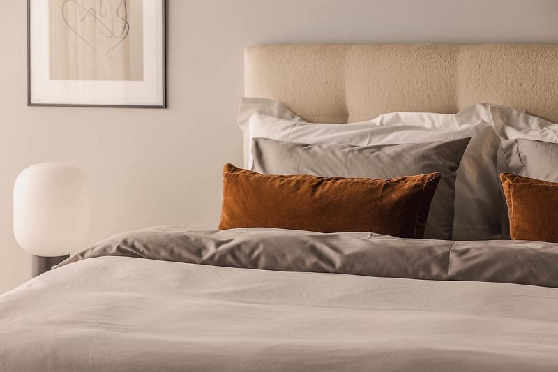 Sängpaket Kakichi Boucle 180x200 Knappad gavel - Beige - Möbler - Säng - Kontinentalsäng