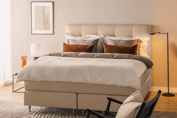 Sängpaket Kakichi Boucle 180x200 Knappad gavel - Beige - Möbler - Säng - Kontinentalsäng