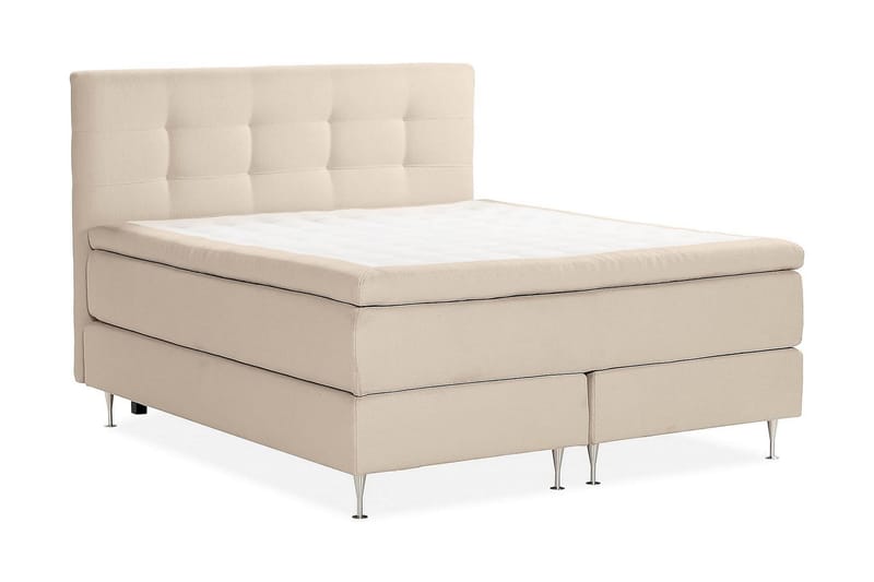 Sängpaket Kakichi Boucle 180x200 Knappad gavel - Beige - Möbler - Säng - Kontinentalsäng