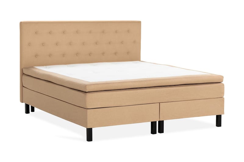 Sängpaket Nayaka 150x200 Memorymadrass - Knappad gavel Beige - Möbler - Säng - Kontinentalsäng