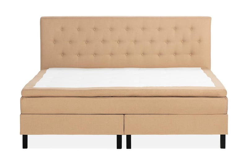 Sängpaket Nayaka 210x210 Memorymadrass - Knappad gavel Beige - Möbler - Säng - Kontinentalsäng