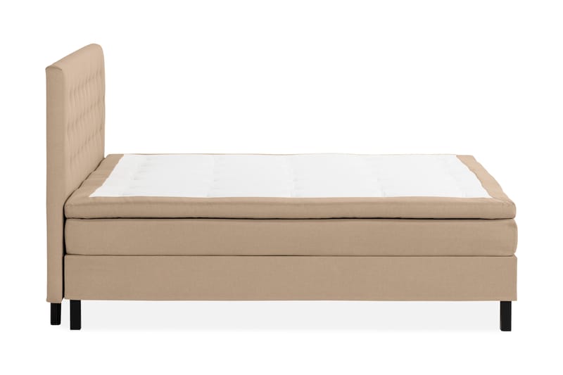 Sängpaket Nayaka 210x210 Skummadrass - Knappad gavel Beige - Kontinentalsäng - Komplett sängpaket