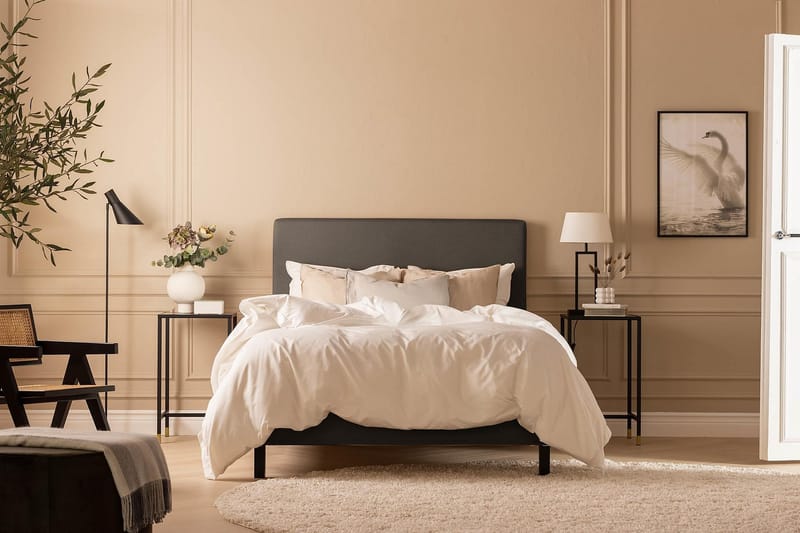 Sängpaket Nayaka 90x200 Latexmadrass - Slät gavel Mörkgrå - Möbler - Säng - Kontinentalsäng