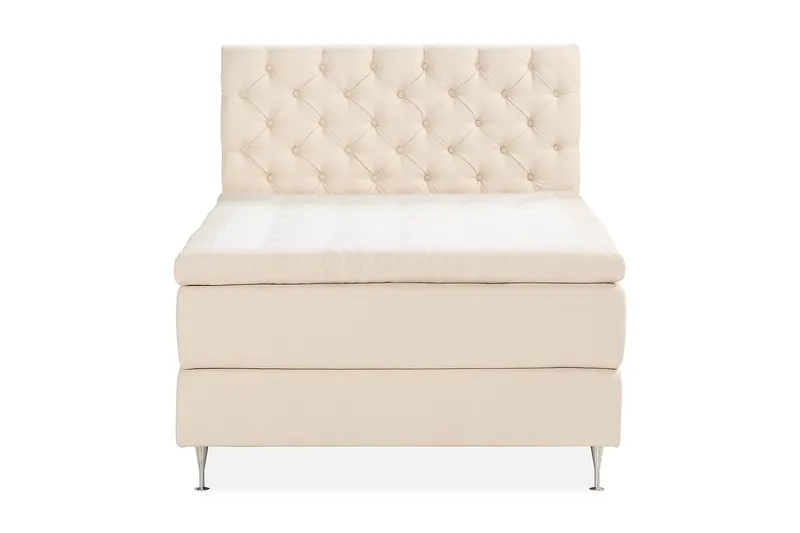 Sängpaket Oslo Lyx Boucle 140x200 Djuphäftad gavel, Ljusbeige