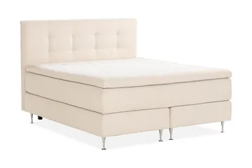 Sängpaket Oslo Lyx Boucle 160x200 Knappad gavel - Ljusbeige - Möbler - Säng - Kontinentalsäng