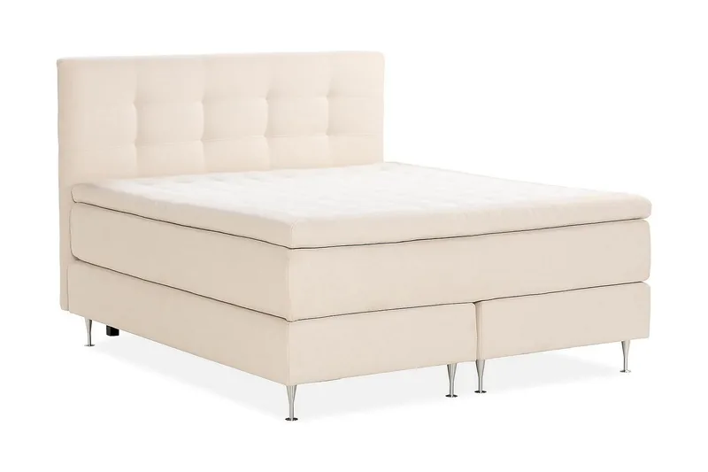 Sängpaket Oslo Lyx Boucle 160x200 Knappad gavel - Ljusbeige - Möbler - Säng - Kontinentalsäng