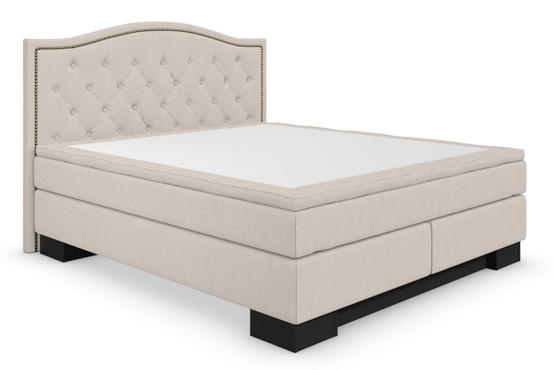 Sängpaket Romance Lyx 180x210 Amiral Sänggavel Toppad - Beige - Kontinentalsäng - Dubbelsäng - Komplett sängpaket