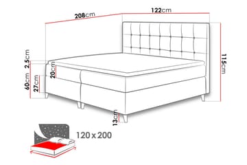 Sandham Kontinentalsäng 120x200 cm - Grå - Möbler - Säng - Kontinentalsäng