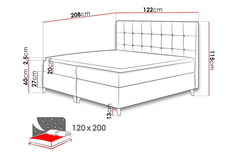 Sandham Kontinentalsäng 120x200 cm - Grå - Möbler - Säng - Kontinentalsäng