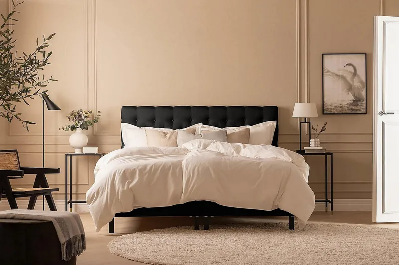 Scarlett Kontinentalsäng 180x200 Latexmadrass - Svart - Möbler - Säng - Kontinentalsäng