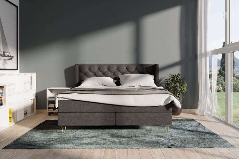 Select No 3 Komplett Sängpaket 160x200 Fast - Mörkgrå/Metall - Möbler - Säng - Kontinentalsäng