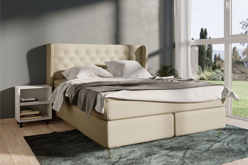 Select No 4 Komplett Sängpaket 120x200 Fast - Beige/Metall V-form - Möbler - Säng - Enkelsäng