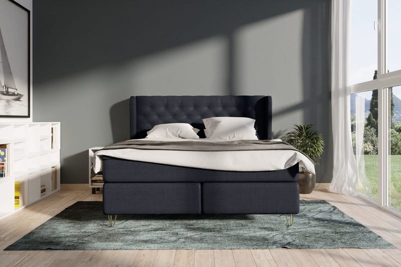 Select No 4 Komplett Sängpaket 180x200 Fast - Blå/Metall V-form - Möbler - Säng - Kontinentalsäng