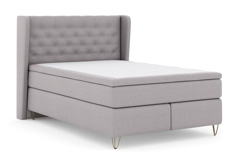 Select No 5 Komplett Sängpaket 140x200 Fast Watergel - Ljusgrå/Metall V-form - Möbler - Säng - Kontinentalsäng