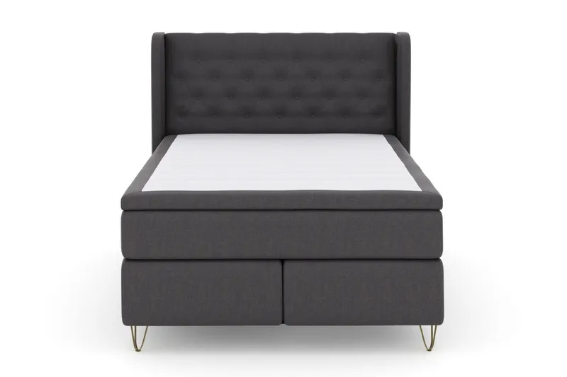 Select No 5 Komplett Sängpaket 140x200 Fast/Medium Watergel, Mörkgrå/Metall V-form