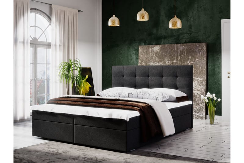 Stephanie Säng 180x200 Rutmönstrad Gavel  Mörkgrå, Mörkgrå