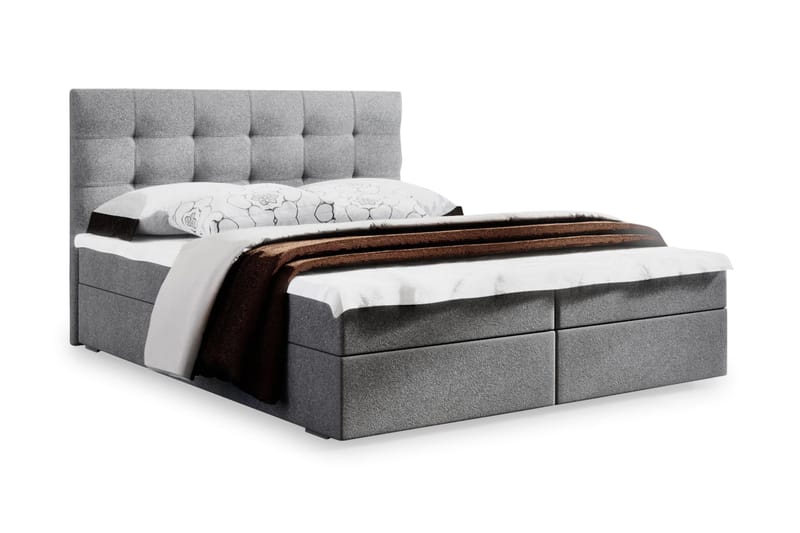 Stephanie Sängpaket 180x200 Rutmönstrad Gavel  Grå - Grå - Möbler - Säng - Kontinentalsäng