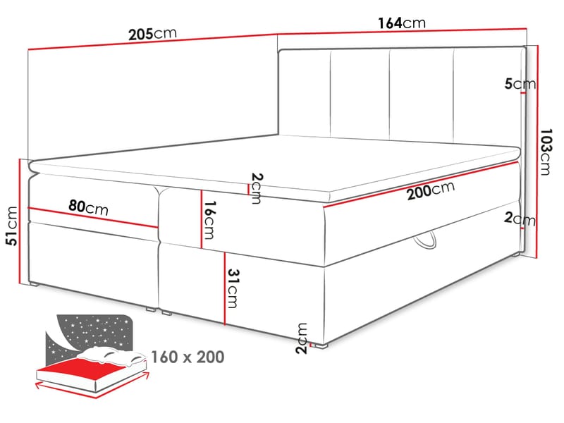Laggano Sängpaket Kontinentalsäng 160x200 cm - crèmebeige - Möbler - Säng - Kontinentalsäng
