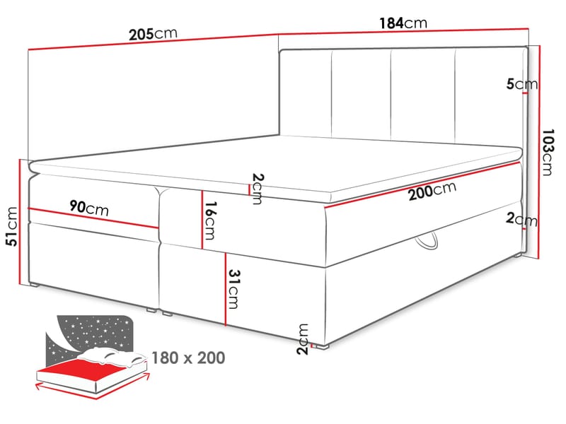 Laggano Sängpaket Kontinentalsäng 180x200 cm - grå - Möbler - Säng - Kontinentalsäng