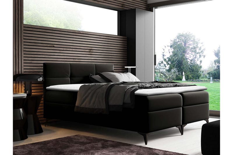 Leckersbo Komplett Sängpaket Kontinentalsäng med förvaring 120x200 cm - Svart - Möbler - Säng - Kontinentalsäng