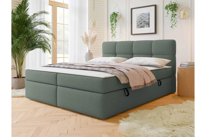 Leckersbo Komplett Sängpaket Kontinentalsäng med förvaring 160x200 cm - Grön - Möbler - Säng - Kontinentalsäng