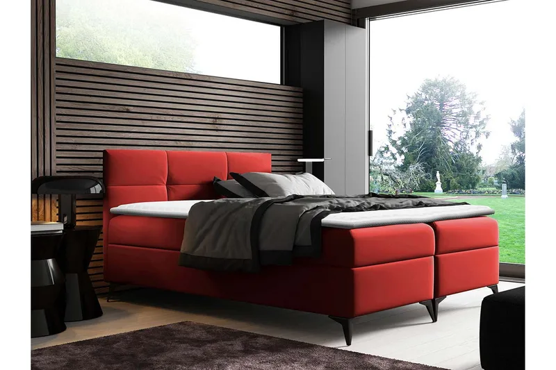 Leckersbo Komplett Sängpaket Kontinentalsäng med förvaring 160x200 cm - Röd - Möbler - Säng - Kontinentalsäng
