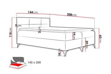 Leckersbo Sängpaket Kontinentalsäng 140x200 cm - Röd - Möbler - Säng - Kontinentalsäng