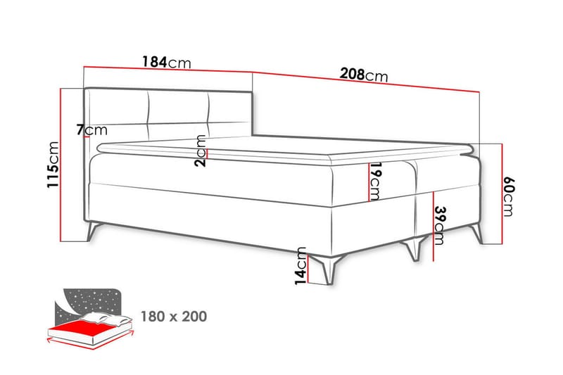 Leckersbo Sängpaket Kontinentalsäng 180x200 cm - Röd - Möbler - Säng - Kontinentalsäng