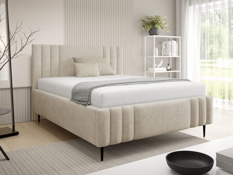 Lomren Sängram med förvaring 180x200 cm - beige - Möbler - Säng - Säng med förvaring