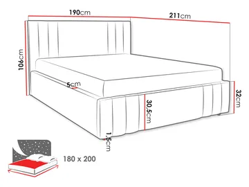 Lomren Sängram med förvaring 180x200 cm - grå - Möbler - Säng - Säng med förvaring