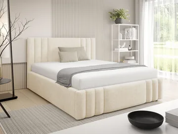 Lomren Sängram med Förvaring 180x200 cm i Tyg med Träunderrede - Beige - Möbler - Säng - Säng med förvaring