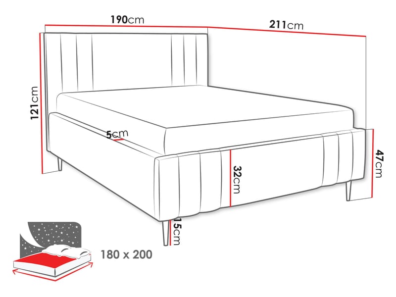 Lomren Sängram med förvaring 180x200 cm - Möbler - Säng - Säng med förvaring